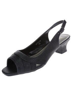 Wide Width Block Heel Sandals Faux Leather Evening Dress Shoes